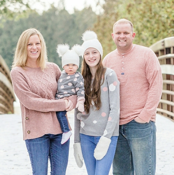 Marled Dusty Rose Sweater with side buttons, Large - Picture 5 of 9